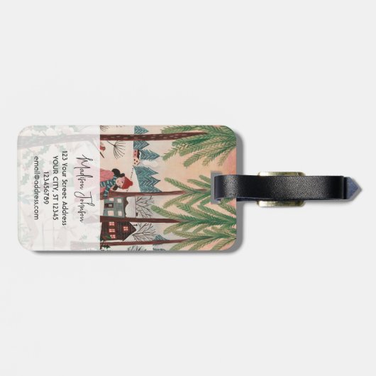 Frau im Schnee Jahr des Kaninchens Gepäckanhänger (Rückseite horizontal)