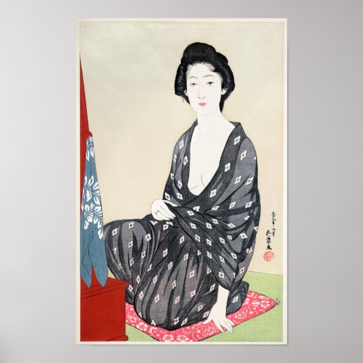 Frau im Sommer Kleidung von Goyō Hashiguchi (1920) Poster (Vorne)