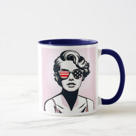 Frau im Stil der USA. Tasse