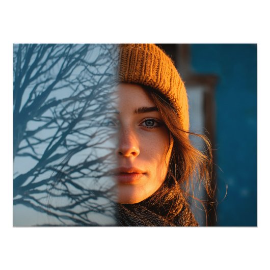 Frau im Strumpf, Wintersee Fotodruck (Vorne)