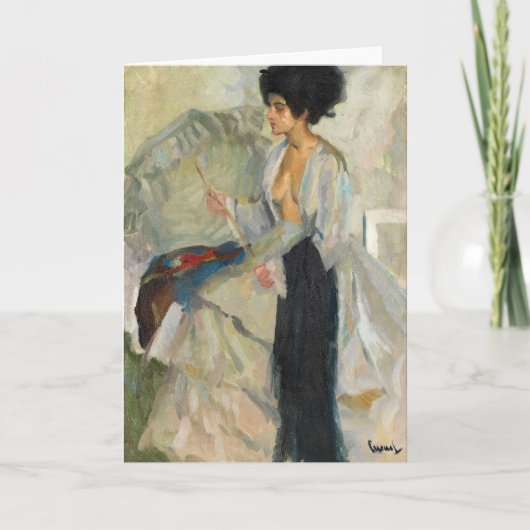 Frau im Studio | Edward Cucuel Karte (Vorderseite)