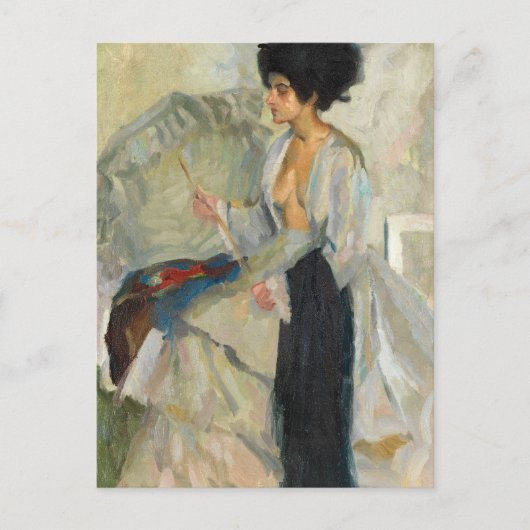 Frau im Studio | Edward Cucuel Postkarte (Vorderseite)