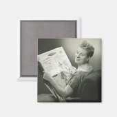 Frau im Stuhl Magnet (Vorderseite/Rückseite)