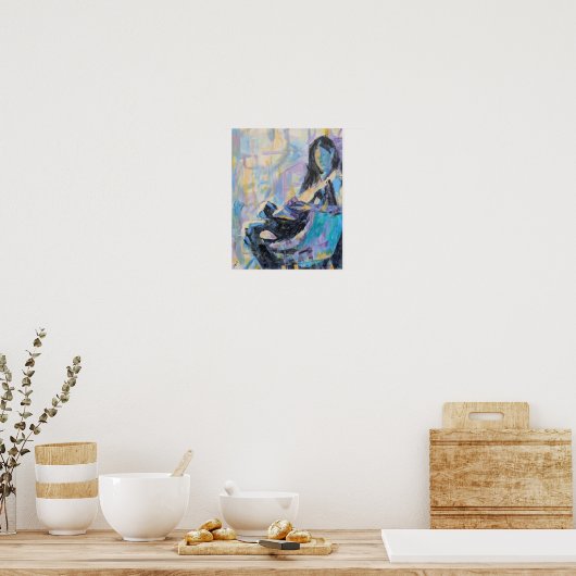 Frau im Stuhllesen Poster (Küche)