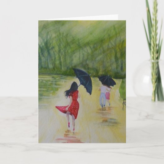 Frau im Tupfen-Kleid I Karte (Vorderseite)