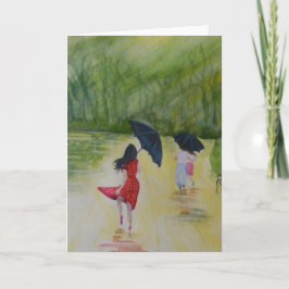 Frau im Tupfen-Kleid I Karte