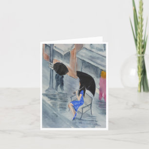 Frau im Tupfen-Kleid Karte