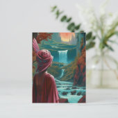 Frau im Wasserfall Postkarte (Stehend Vorderseite)