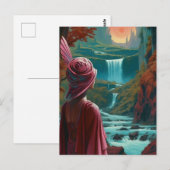 Frau im Wasserfall Postkarte (Vorne/Hinten)