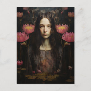 Frau im Wasserlilien Postkarte