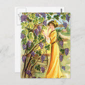 Frau im Weingarten Postkarte (Vorne/Hinten)