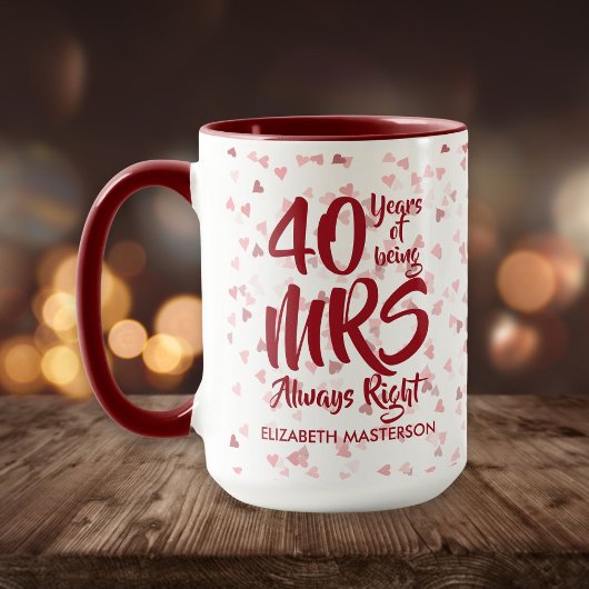 Frau Immer richtig Spaß 40. Ruby-Jubiläum Tasse