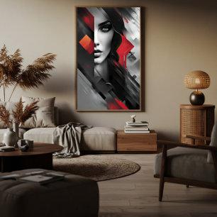 Frau in abstrakten Schichten Poster