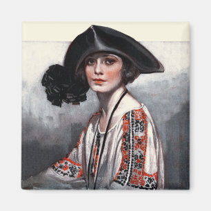 Frau in bestickter Bluse Magnet