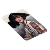Frau in bestickter Bluse Magnet (Rechte Seite)