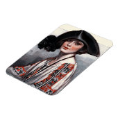 Frau in bestickter Bluse Magnet (Linke Seite)