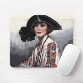 Frau in bestickter Bluse Mousepad (Mit Mouse)