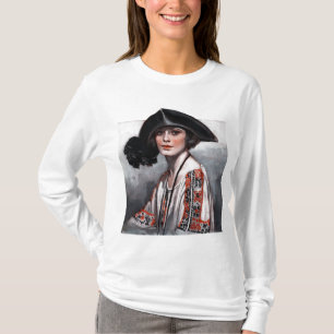 Frau in bestickter Bluse T-Shirt