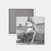 Frau in Bikini Magnet (Vorderseite/Rückseite)