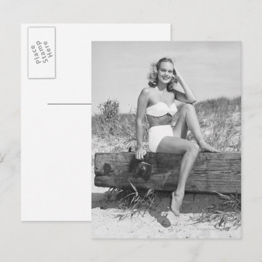 Frau in Bikini Postkarte (Vorne/Hinten)