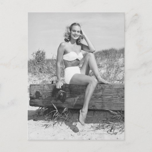 Frau in Bikini Postkarte (Vorderseite)