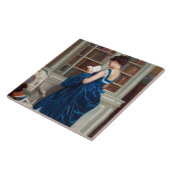 Frau in Blau, Buch lesen Fliese (Seite)