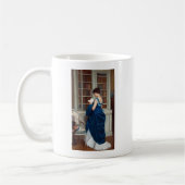 Frau in Blau, Buch lesen Kaffeetasse (Links)