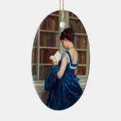 Frau in Blau, Buch lesen Keramikornament (Rechts)