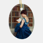 Frau in Blau, Buch lesen Keramikornament (Hinten)