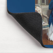 Frau in Blau, Buch lesen Mousepad (Ecke)