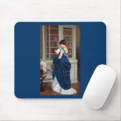 Frau in Blau, Buch lesen Mousepad (Mit Mouse)