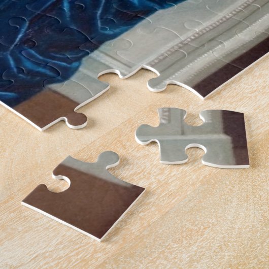 Frau in Blau, Buch lesen Puzzle (Seite)