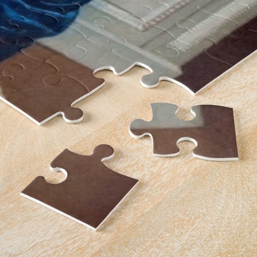 Frau in Blau, Buch lesen Puzzle (Seite)