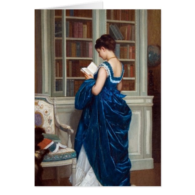 Frau in Blau, ein Buch lesend (Vorne)