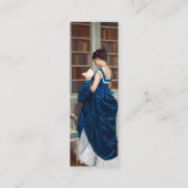 Frau in Blau, ein Buch-Lesezeichen lesen Mini Visitenkarte (Rückseite)