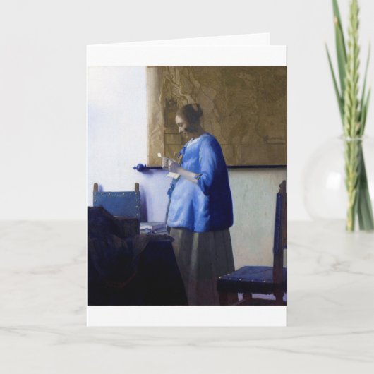 Frau in Blau, Johannes Vermeer Karte (Vorderseite)