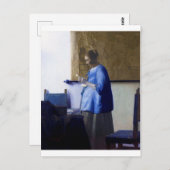 Frau in Blau, Johannes Vermeer Postkarte (Vorne/Hinten)