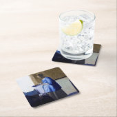 Frau in Blau, Johannes Vermeer Rechteckiger Pappuntersetzer (Vor Ort)