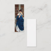 Frau in Blau, Leserin einer Buchkarte Mini Visitenkarte (Vorne/Hinten)