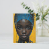 Frau in Blau Postkarte (Stehend Vorderseite)