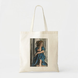 Frau in Blau Tragetasche