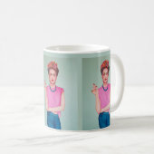 Frau in Blue Jeans Ölgemälde Kaffeetasse (VorderseiteRechts)