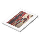 Frau in blühendem Kleid, kariertes Pferd und Rotwi Notizblock (Rotiert)