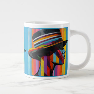 Frau in bunter Mütze 2 auffällige Silhouette Jumbo-Tasse