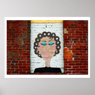 Frau in Curlers Poster