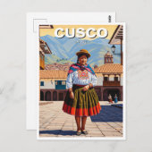 Frau in Cusco Peru Postkarte (Vorne/Hinten)