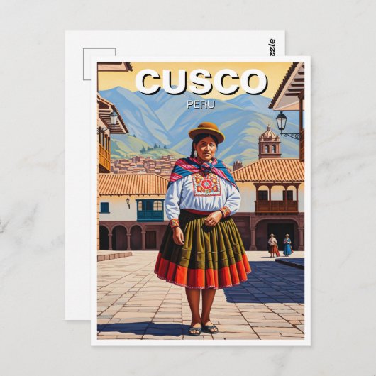 Frau in Cusco Peru Postkarte (Vorne/Hinten)