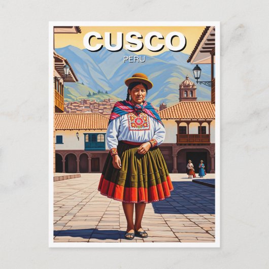 Frau in Cusco Peru Postkarte (Vorderseite)
