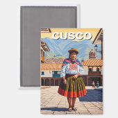 Frau in Cusco Peru Reise Magnet (Vorderseite/Rückseite)