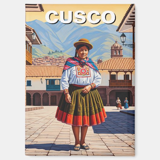 Frau in Cusco Peru Reise Magnet (Vorderseite)